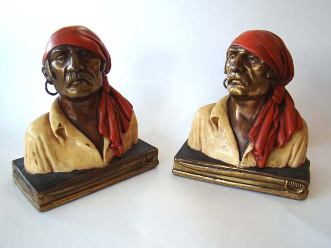 A fine pair of Pirate head bookends designed by Paul Herzel and made by Marion Bronze circa 1930 — image 2